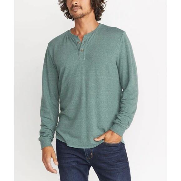 Marine Layer Double Knit Henley Forest Green L - Picture 1 of 4